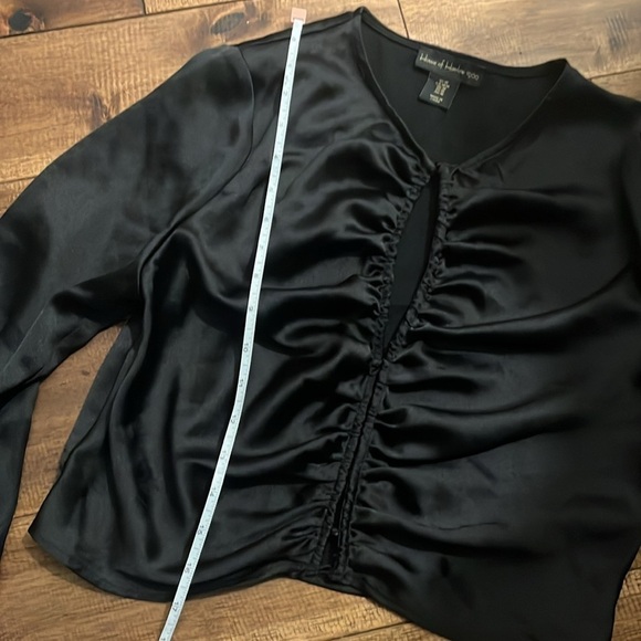 HOUSE OF HARLOW 1960 Revolve Black Satin Long Sleeve Blouse Top Size Medium - Picture 11 of 11